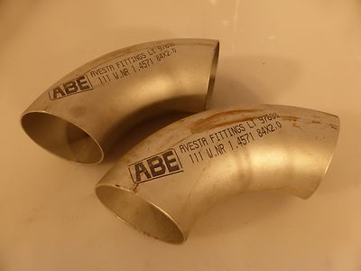 2 Stück ABE AVESTA FITTINGS LT 97698 11 W.NR 1.4571 84X2,0