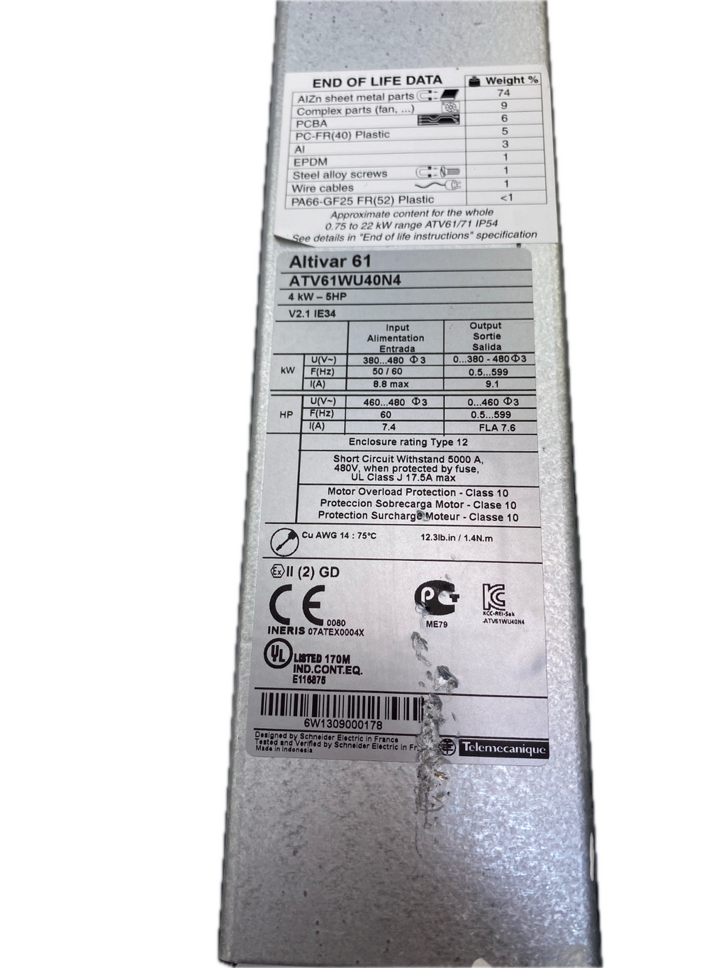 Schneider electric  Altivar61  ATV61WU40N4