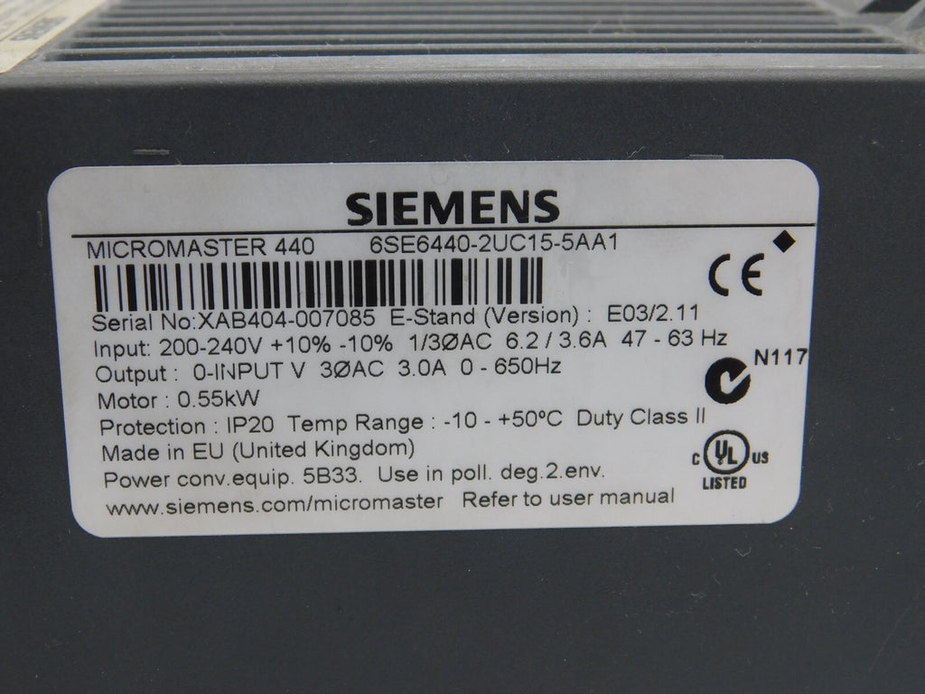 Siemens MICROMASTER 440 SE6440-2UC15-5AA1