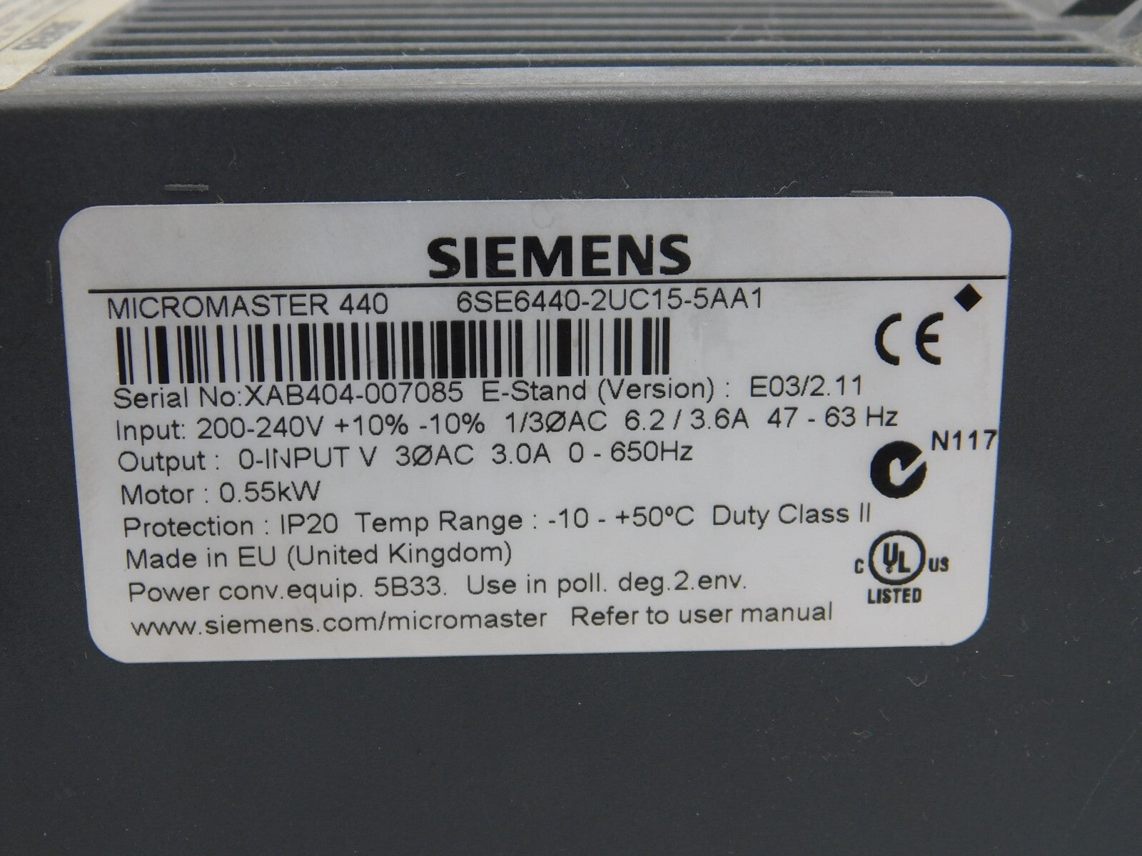 Siemens MICROMASTER 440 SE6440-2UC15-5AA1