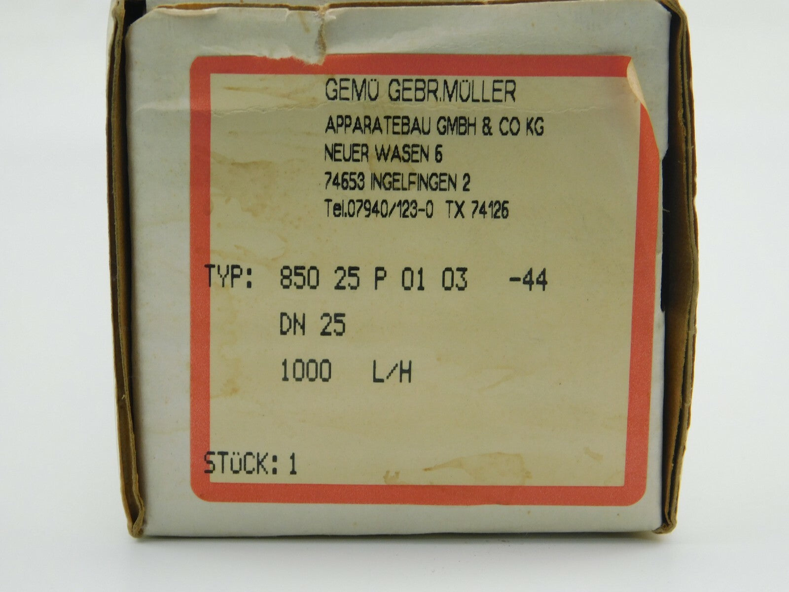 GEMÜ  850 25 P 01 03 -44 DN 1000 L / H