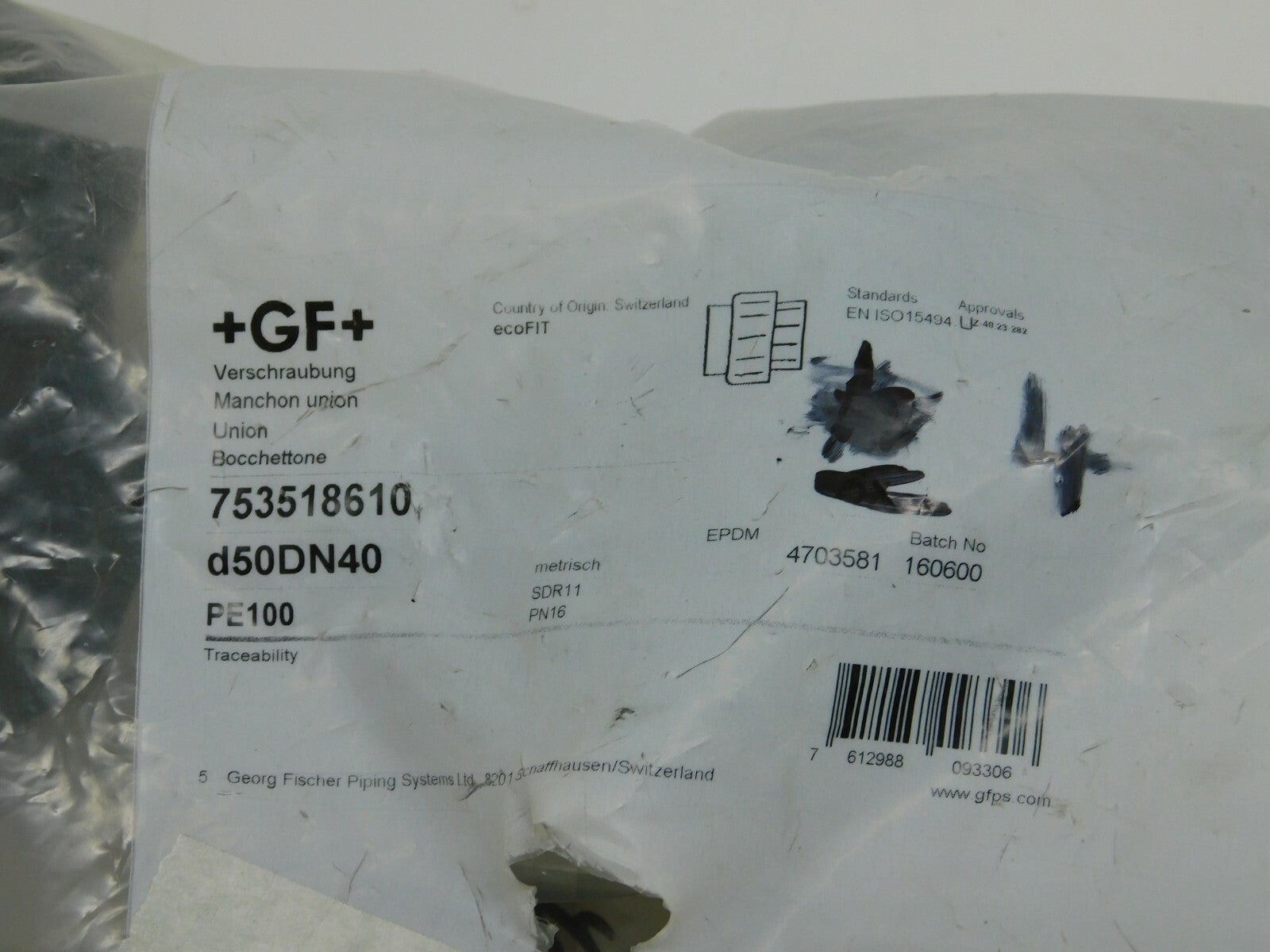 Georg Fischer Verschraubung d50DN40 PE100  753518610      **  4 Stück **