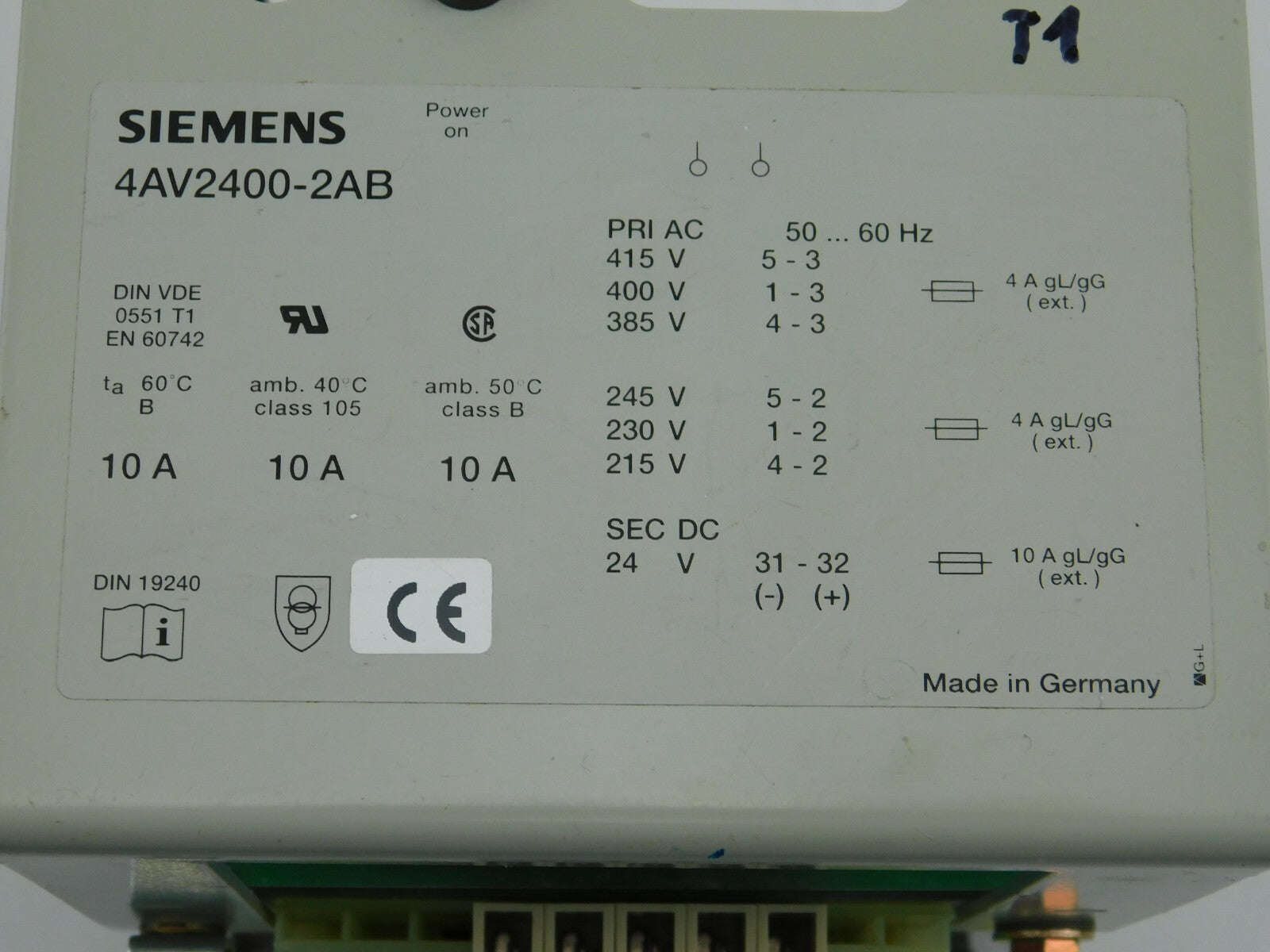 SIEMENS Tranformator 4AV2400-2AB 50...60Hz