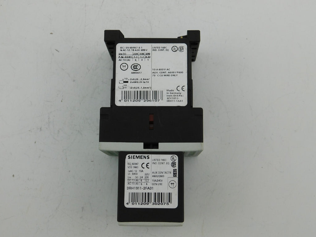 Siemens Schütz 3ZX1012-ORH11-1AA1 3RH1911-2FA31