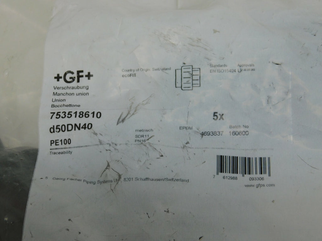 Georg Fischer Verschraubung d50DN40 PE100  753518610      **  5 Stück **