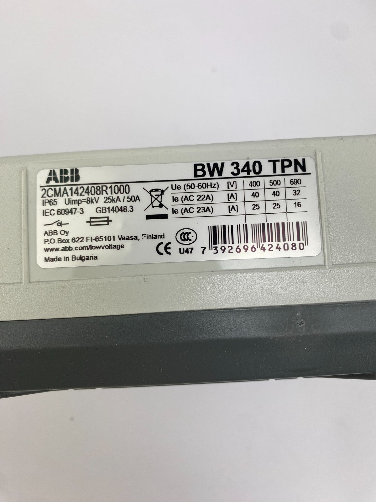 ABB BW 340 TPN 2CMA142408R1000 8kV 25ka/50A