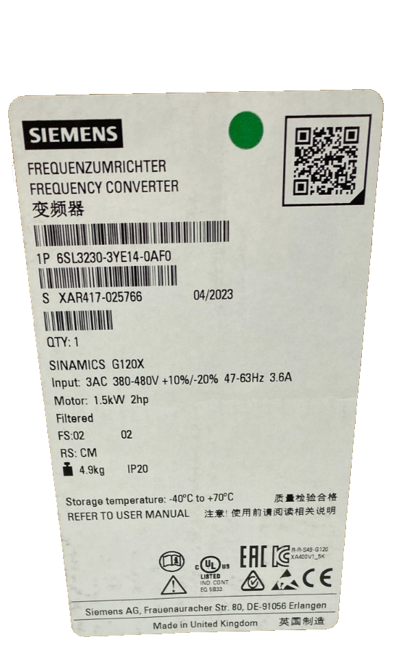 Siemens Sinamics G120X 6SL3230-3YE14-0AF0