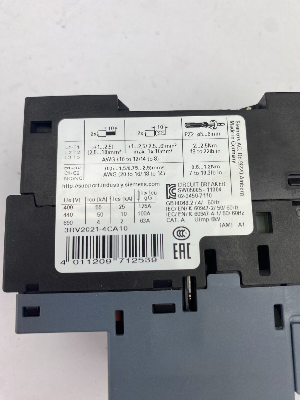 SIEMENS SIRIUS 3RV2021-4CA10
