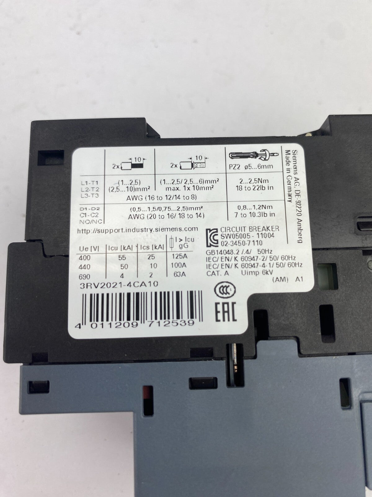 SIEMENS SIRIUS 3RV2021-4CA10