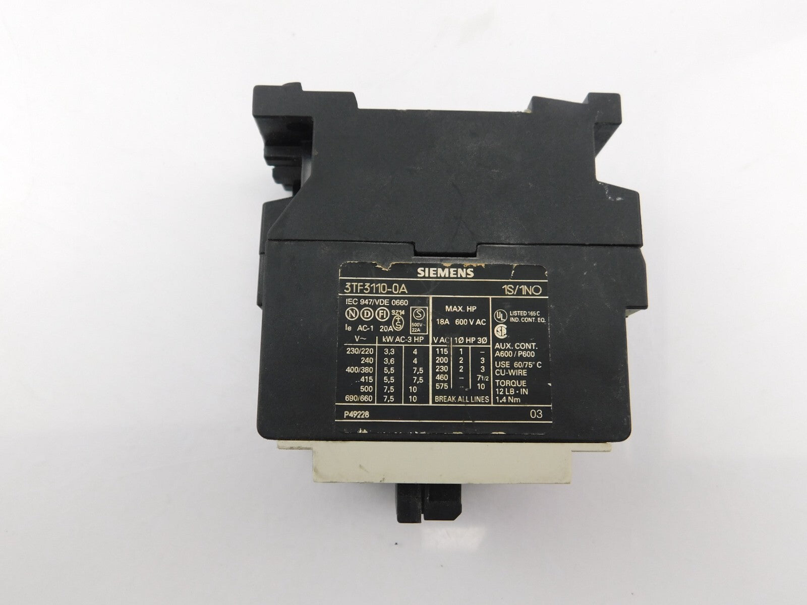 SIEMENS Leistungsschütz 3TF3110-0A