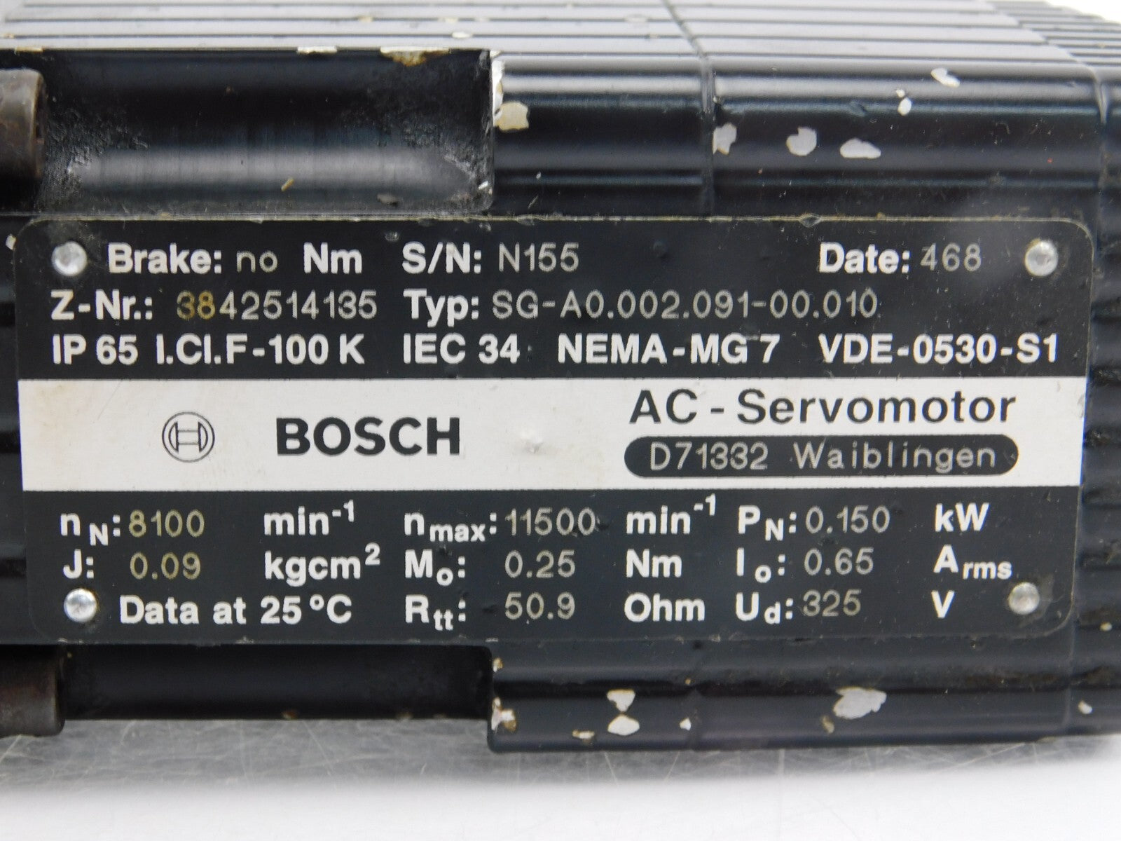Bosch Servomotor SG-A0.002.091-00.010 3842514135 + NEUGART PL60N/0P2