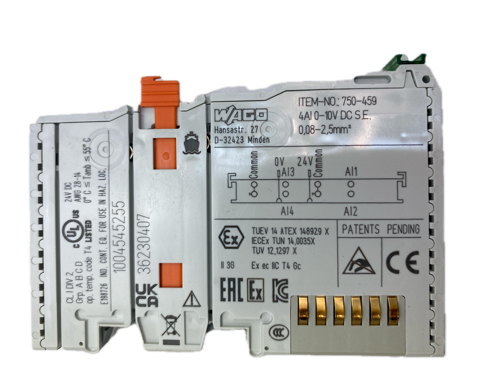 WAGO ITEM-NO:: 750-459 4AI 0-10V DC S.E 0,08-2,5mm2