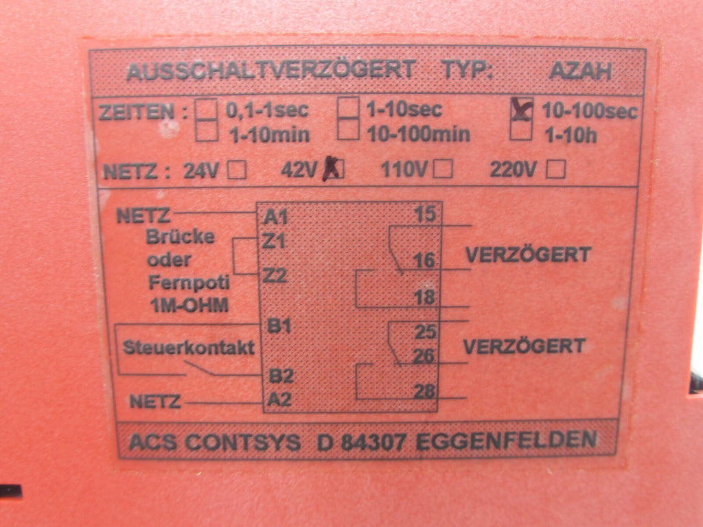 ACS Relais TYP AZAH Zeit 10-100 sec. 42V
