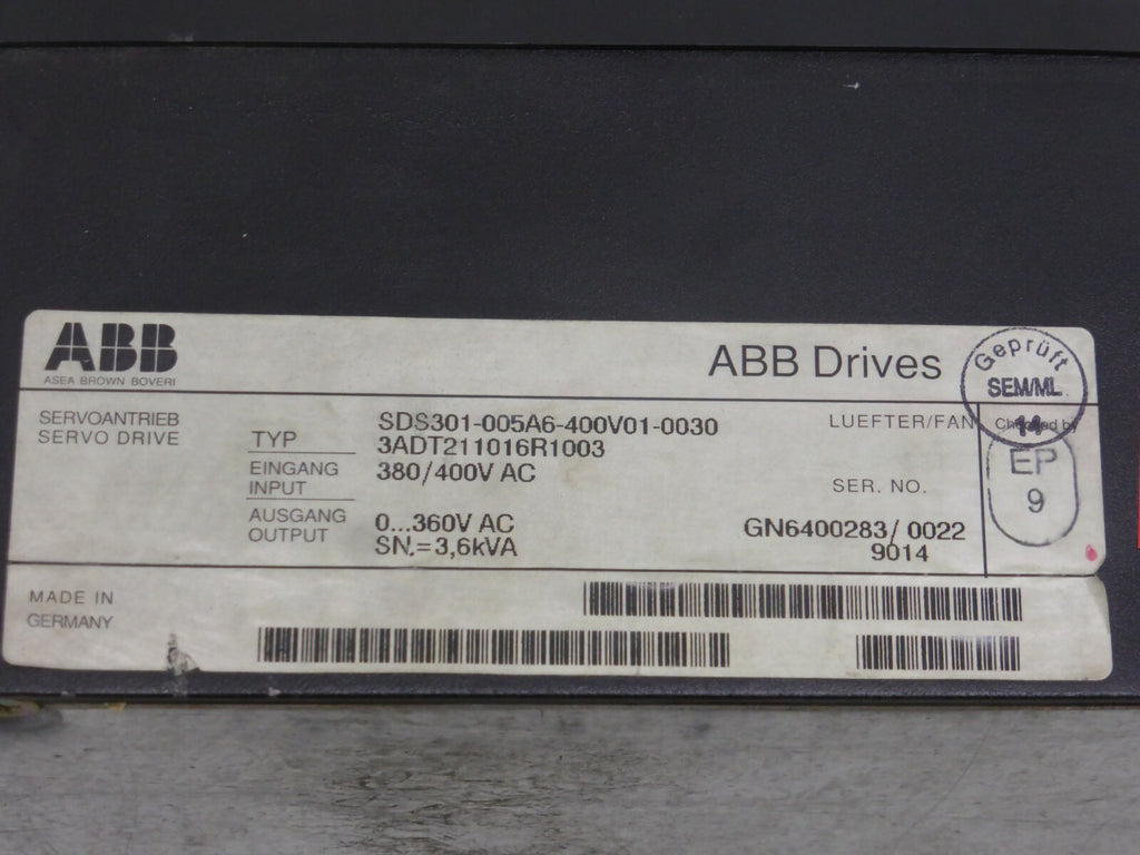 ABB, SERVOANTRIEB SERVO DRIVES, SDS 300, TYP: SDS301-005A6-400V01-0030