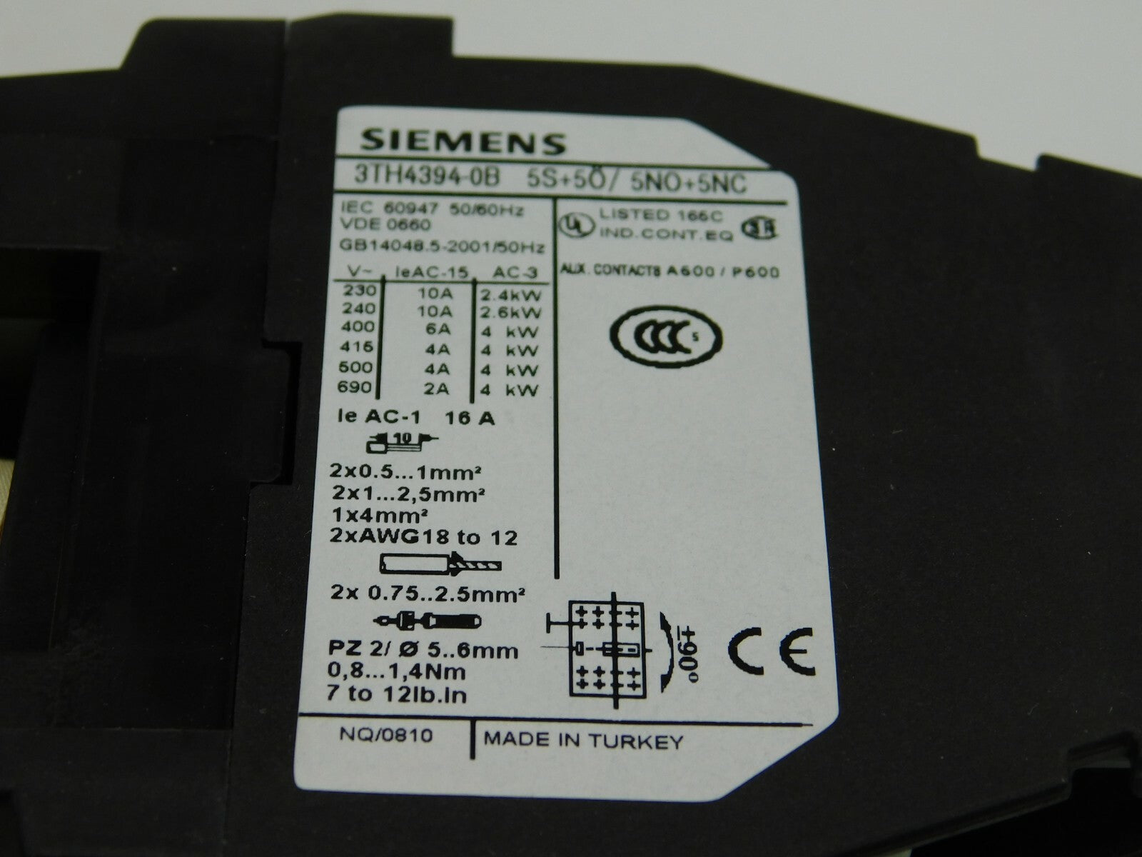SIEMENS Hilfsschütz 3TH4394-0BB4 24 V