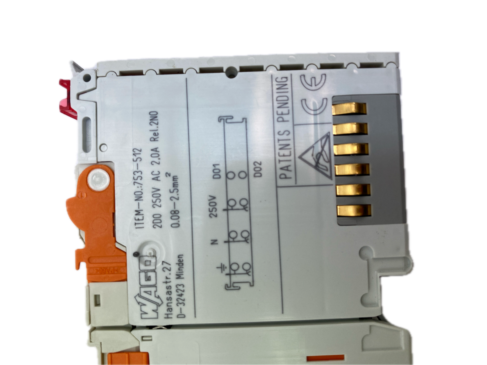 WAGO ITEM-NO.:753-512 200 250V AC 2,0A Rel.2NO 0.08-2.5mm