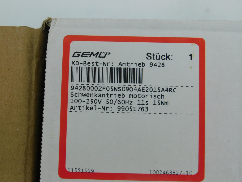 GEMÜ Schwenkantrieb Motorisch 99051763 9428000ZF05NS0904AE2015  A4RC