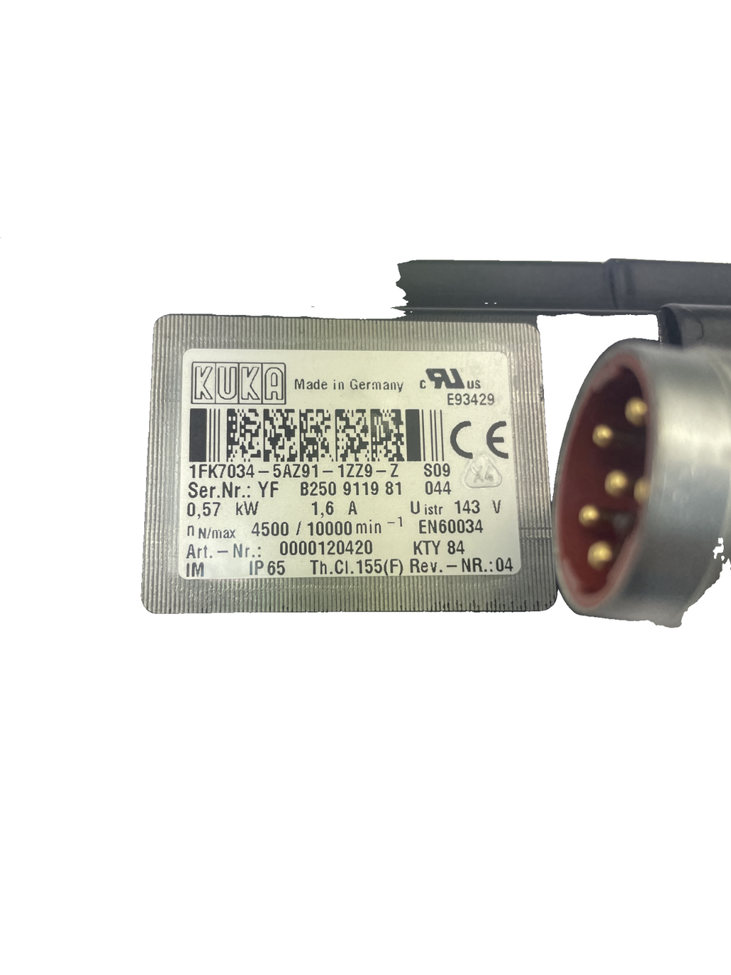 Kuka 1FK7034-5AZ91-1ZZ9-Z Servomotor mit Antriebswelle VKR 16-2 R 1610