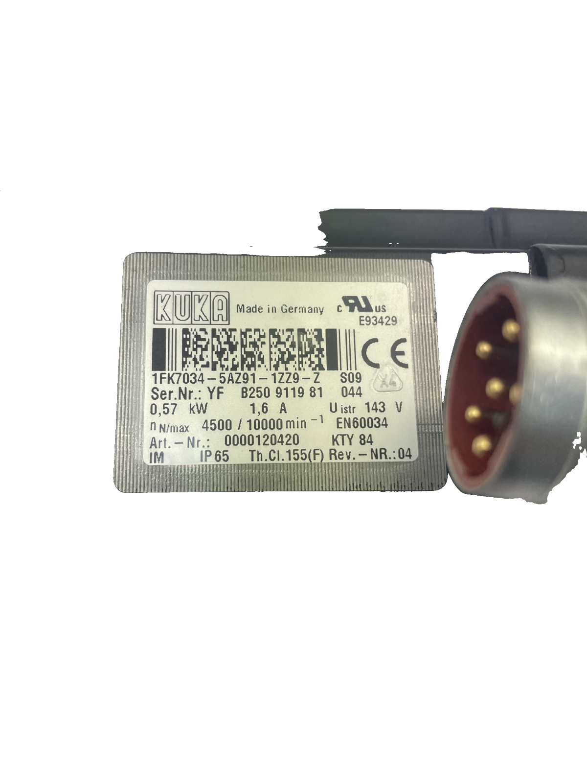 Kuka 1FK7034-5AZ91-1ZZ9-Z Servomotor mit Antriebswelle VKR 16-2 R 1610