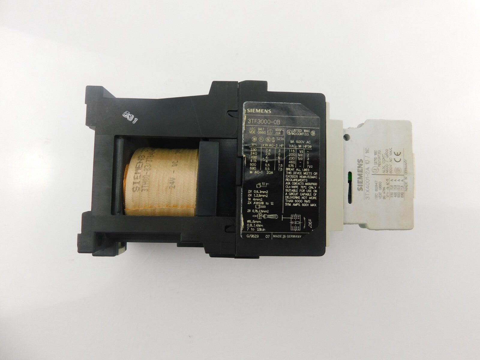 SIEMENS 3TF3000-0B+3TX4001-2A 10/1NC