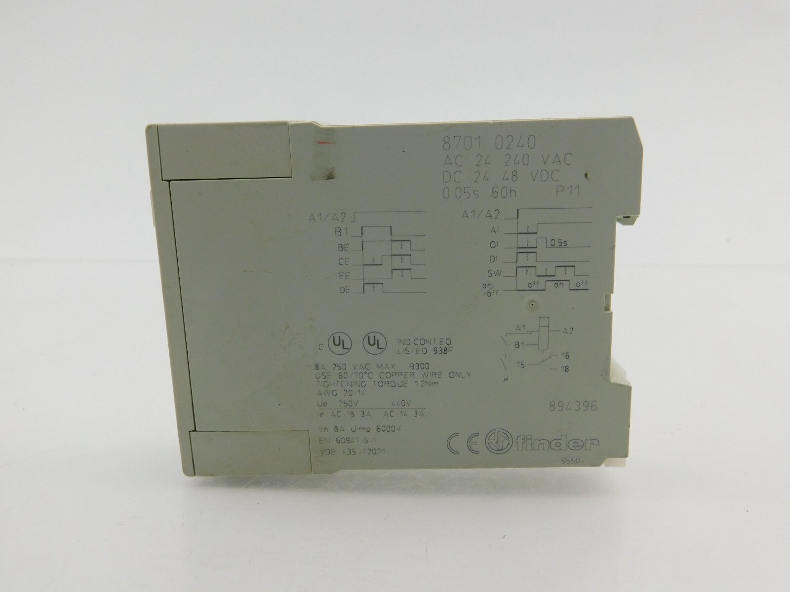 FINDER 8701 0240  AC 24 240 VAC DC 24 48VDC 0,05s 60h P11