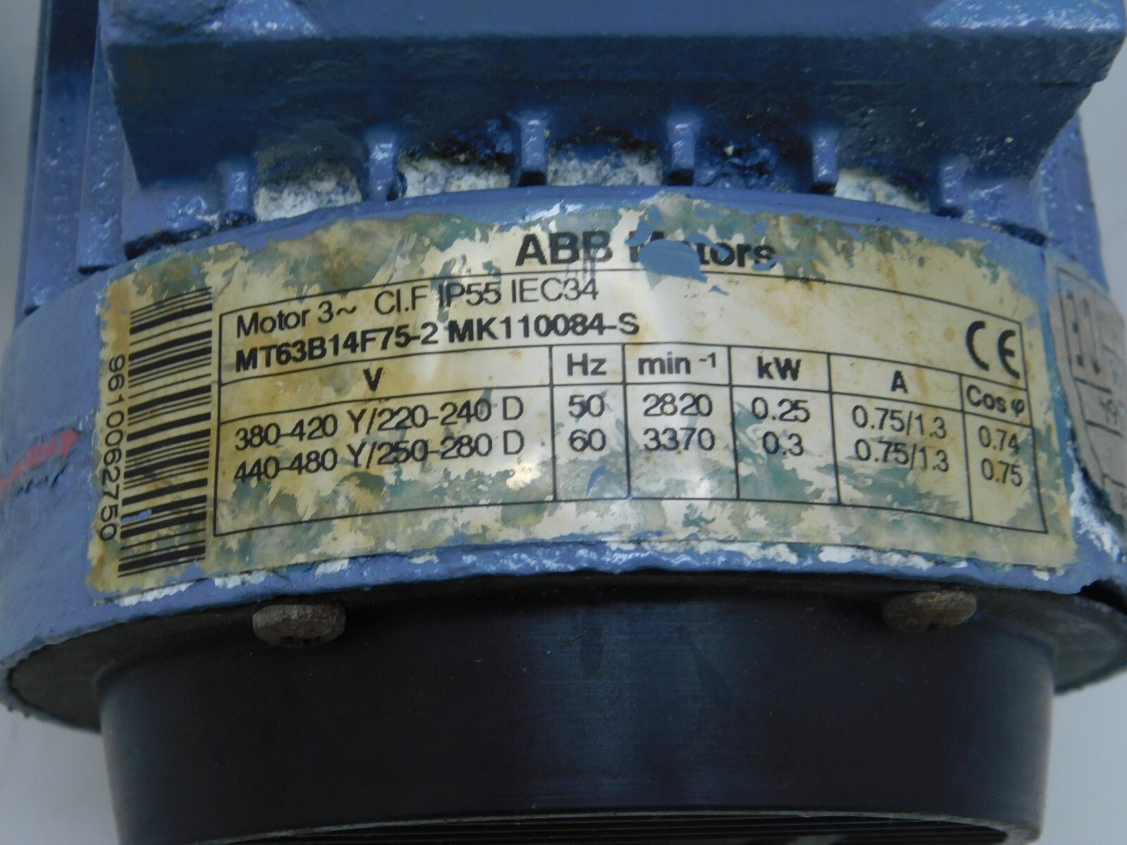 ABB Motors MT63B14F75-2 MK110084-S 0.25 KW SAGER & MACK Vertriebs SM-2591-10-R