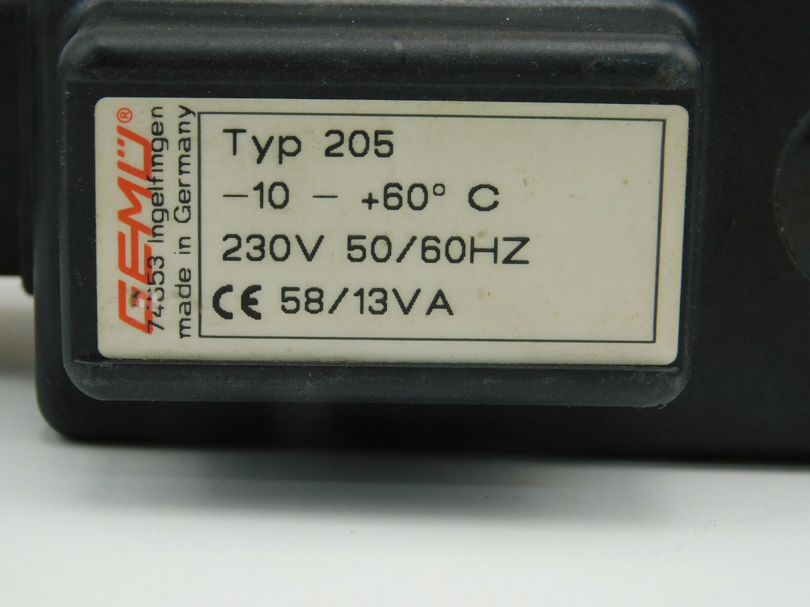 GEMÜ Magnetventil 205 10-+60 C 230V 50/60HZ 58/13VA