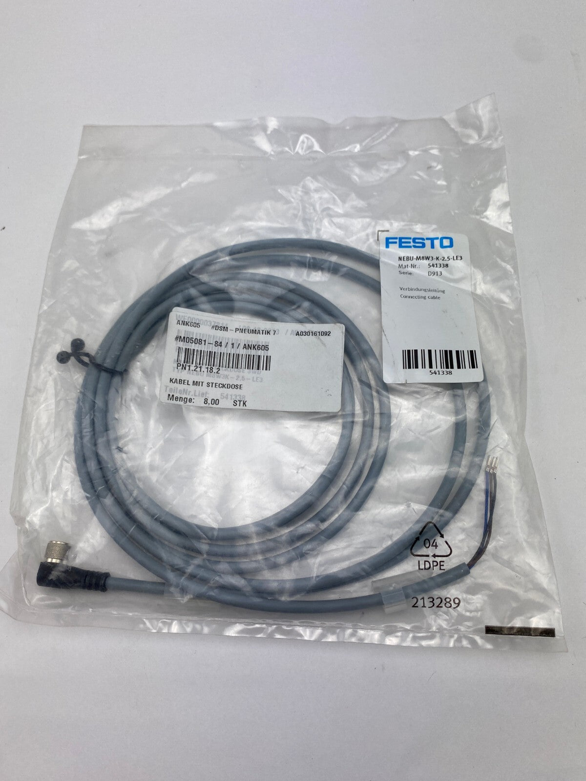 FESTO NEBU-M8W3-K-2.5-LE3 541338