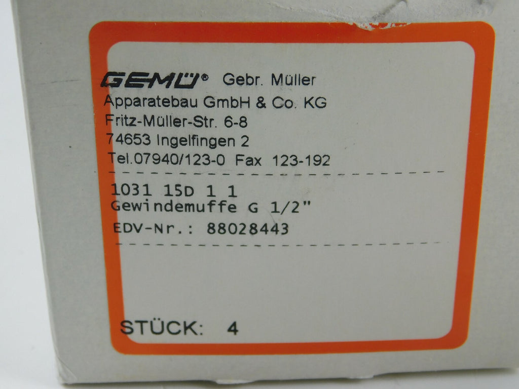 Gemü Gewindemuffe G 1/2" 1031 15D 1 1  ** 4 Stück **