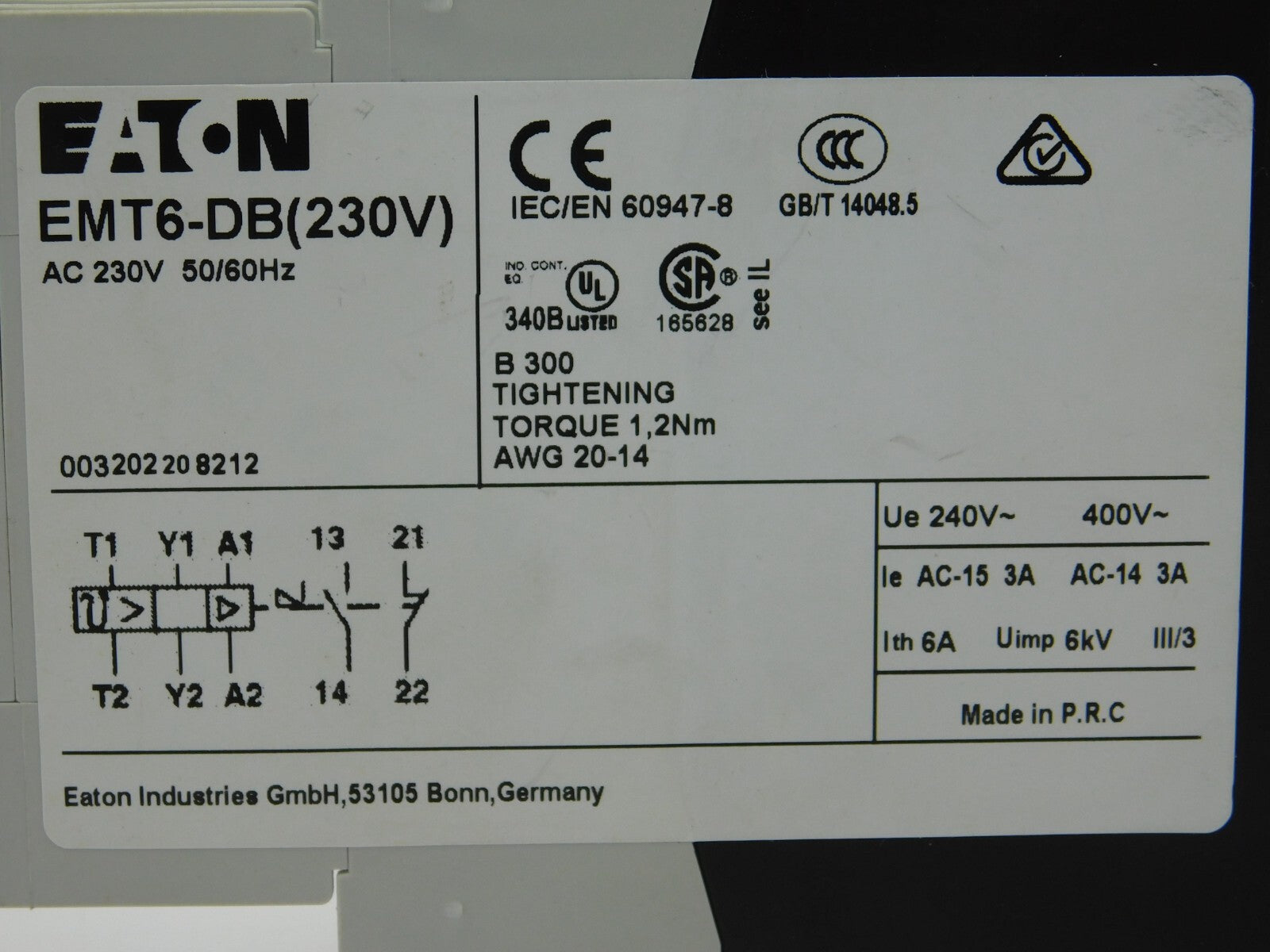 EATON Motorschutzrelais EMT6-DB(230V) AC 230V 50/60HZ