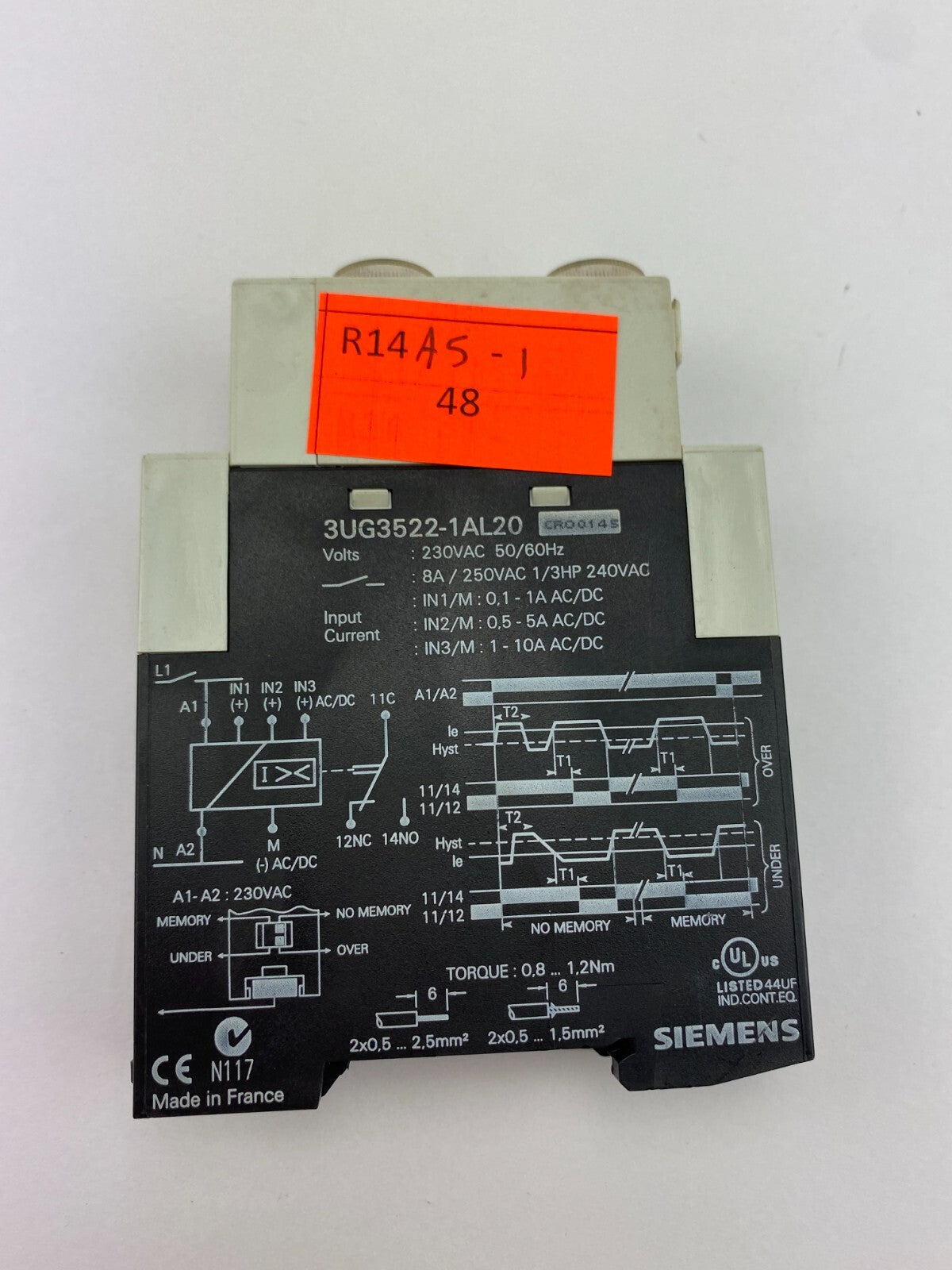 SIEMENS 3UG3522-1AL20 230VAC 50/60Hz 8A