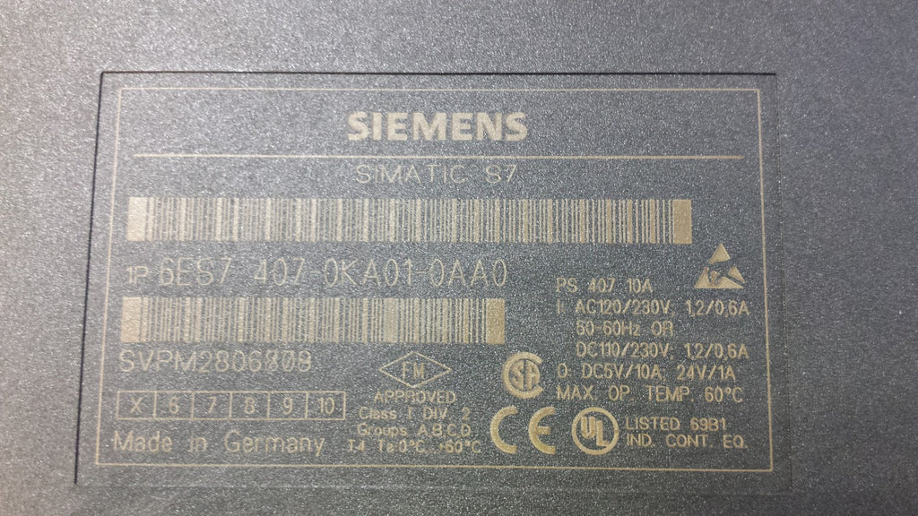 Siemens Simatic S7 6ES7 407-0KA01-0AA0 E:05 // 6ES7407-0KA01-0AA0