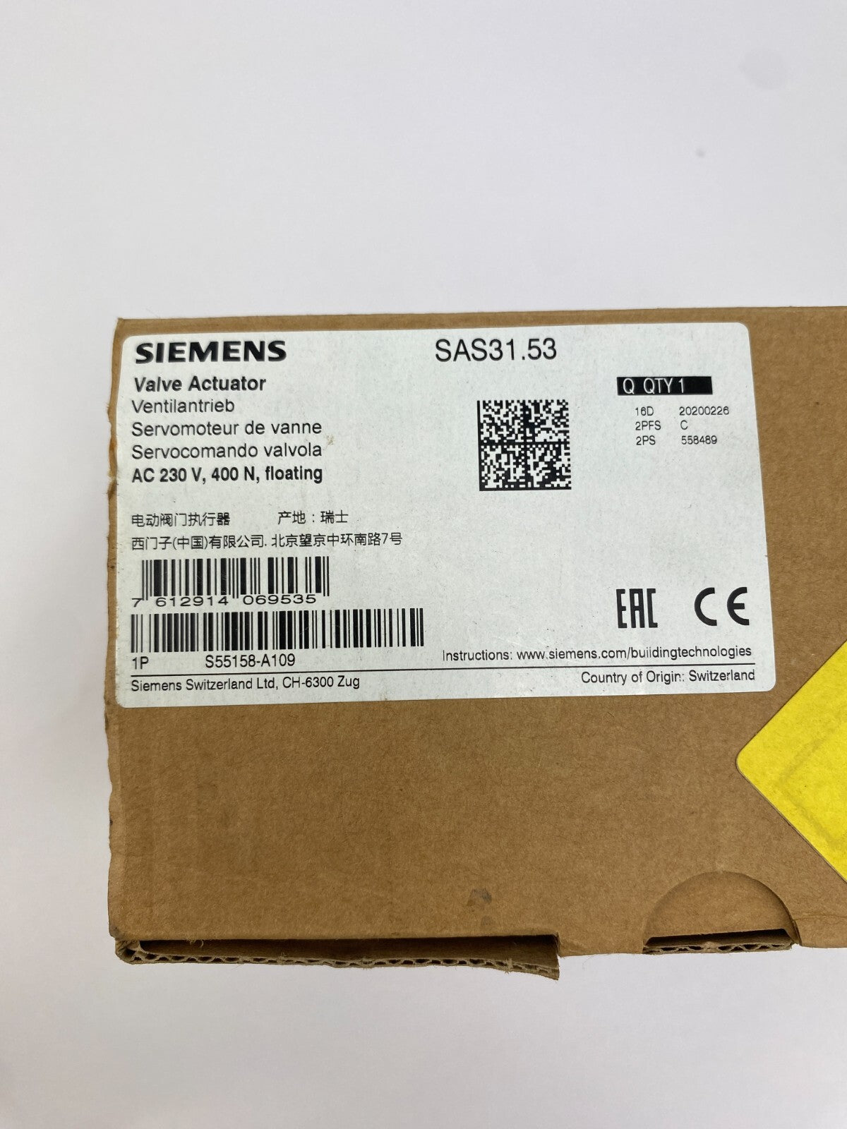 SIEMENS SAS31.53 1PS55158-A109 2PFSC