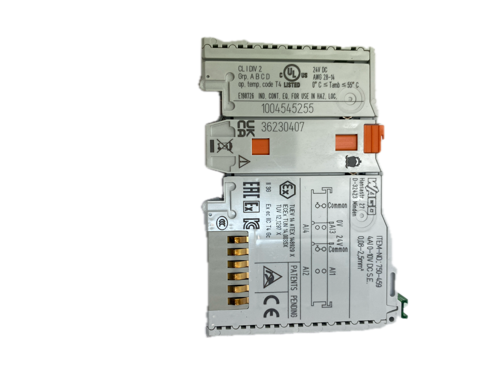 WAGO ITEM-NO:: 750-459 4AI 0-10V DC S.E 0,08-2,5mm2