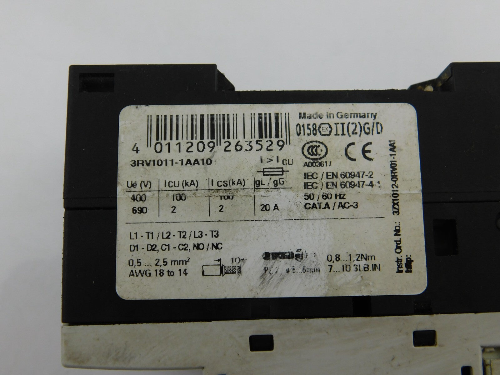 SIEMENS Leistungsschalter SIRIUS 3RV1011-1AA10
