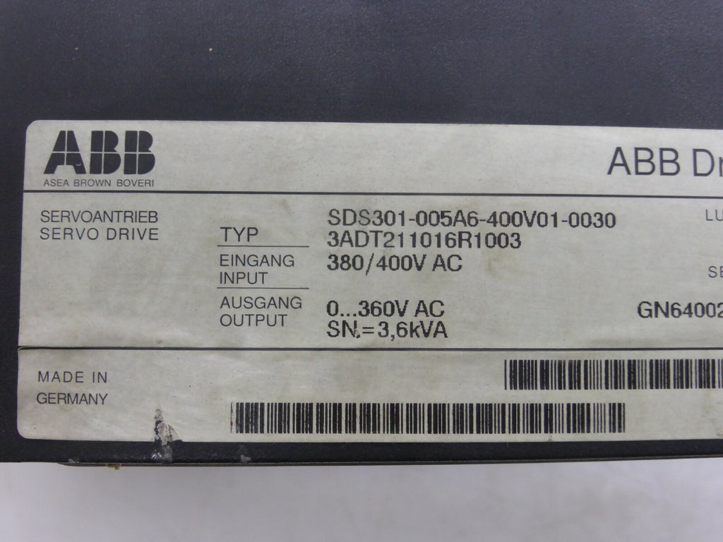 ABB, SERVOANTRIEB SERVO DRIVES, SDS 300, TYP: SDS301-005A6-400V01-0030