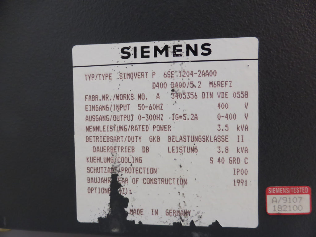 Siemens SIMOVERT P 6SE1204-2AA00  //  6SE 1204-2AA00