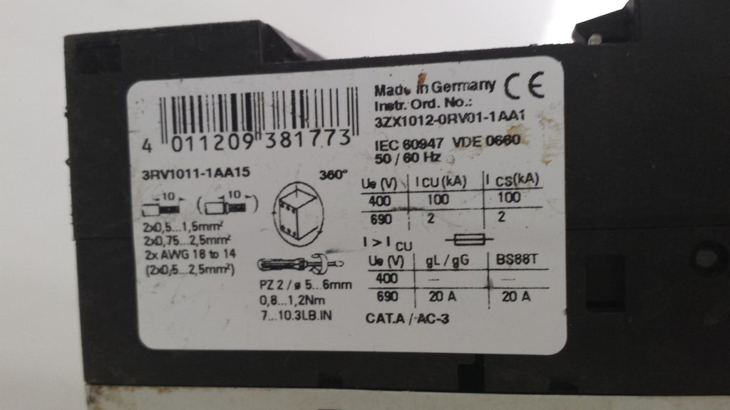 SIEMENS SIRIUS 3R 3RV1011-1AA15 Leistungsschalter