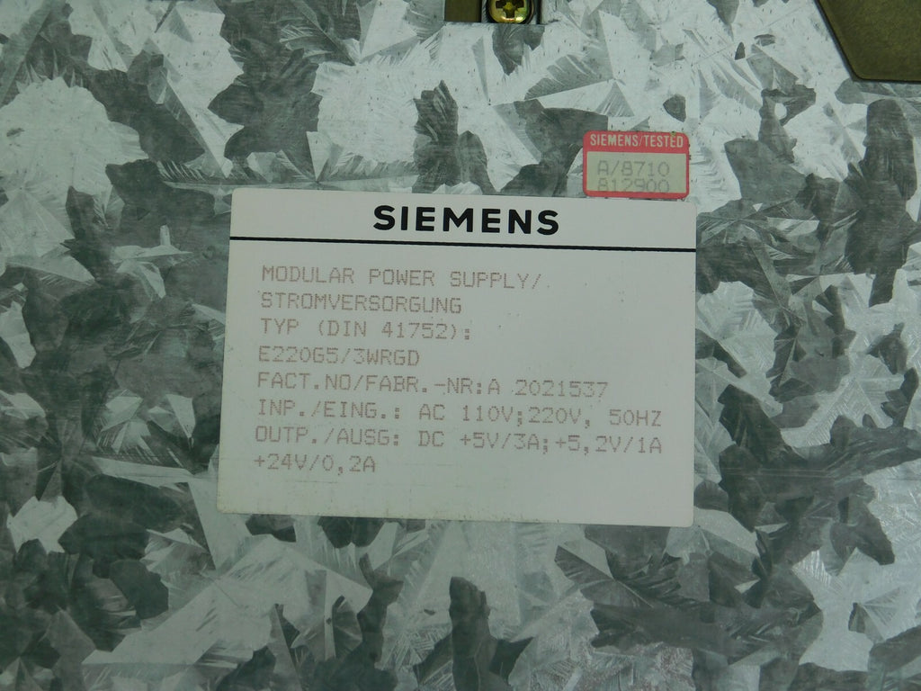 SIEMENS SIMATIC S5 DIN 41752 MODULAR POWER SUPPLY /.
