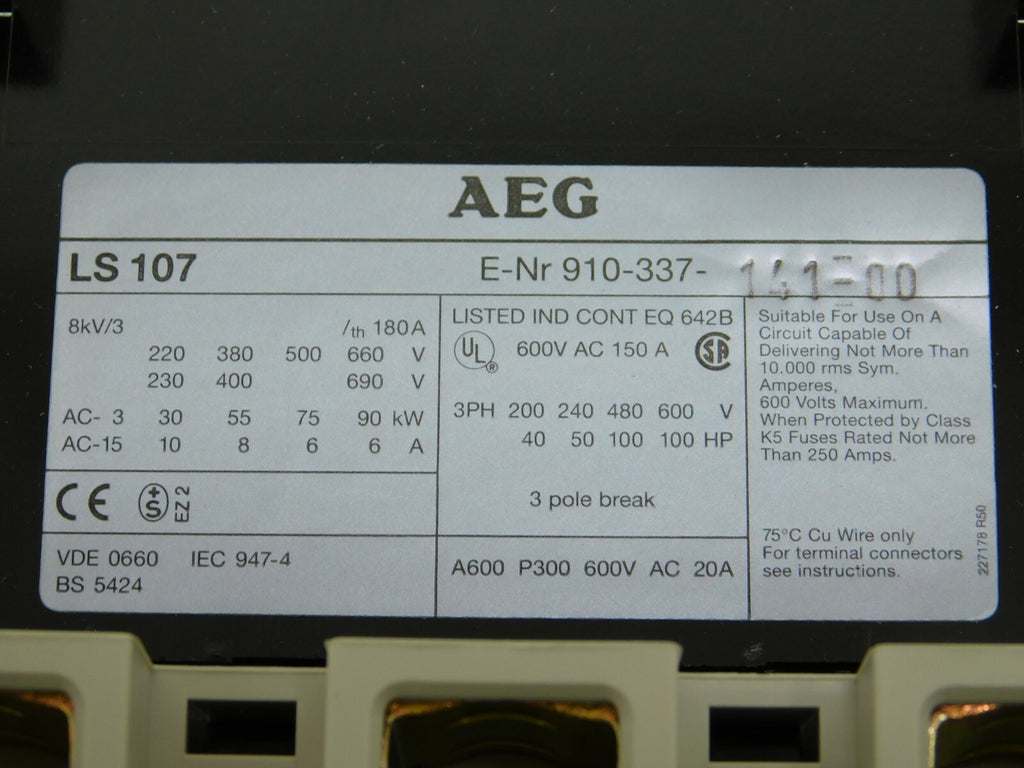 AEG  Schutz Contctor LS107.22 230 V 50 HZ 910-337-141000