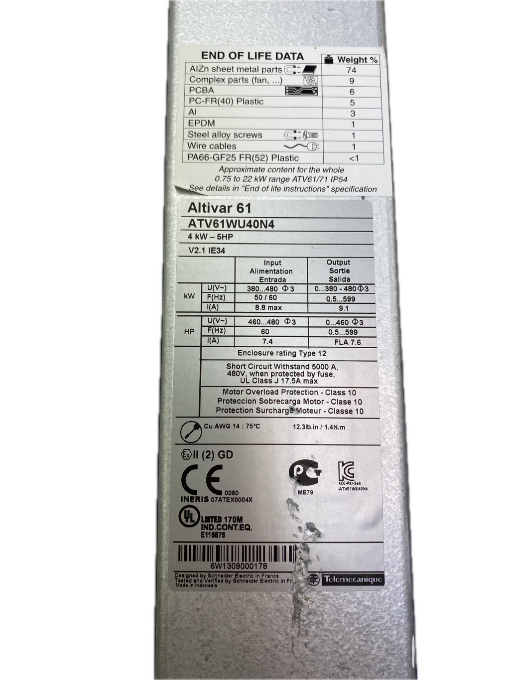 Schneider electric  Altivar61  ATV61WU40N4