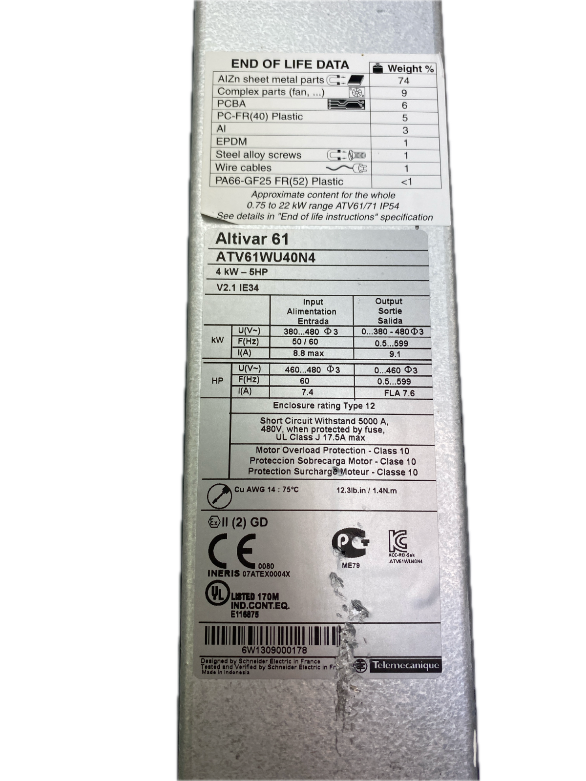 Schneider electric  Altivar61  ATV61WU40N4