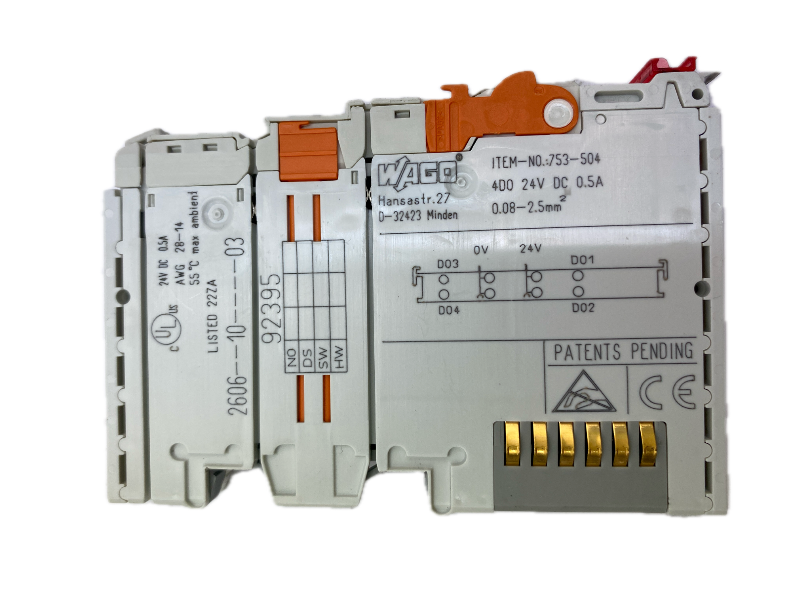 WAGO ITEM-NO.:753-504 4D0 24V DC 0.5A 2 0.08-2.5mm