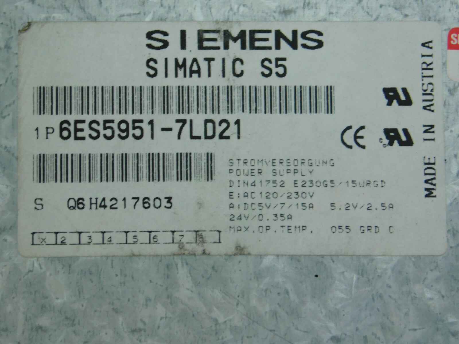 SIEMENS SIMATIC S5 6ES5951-7LD21