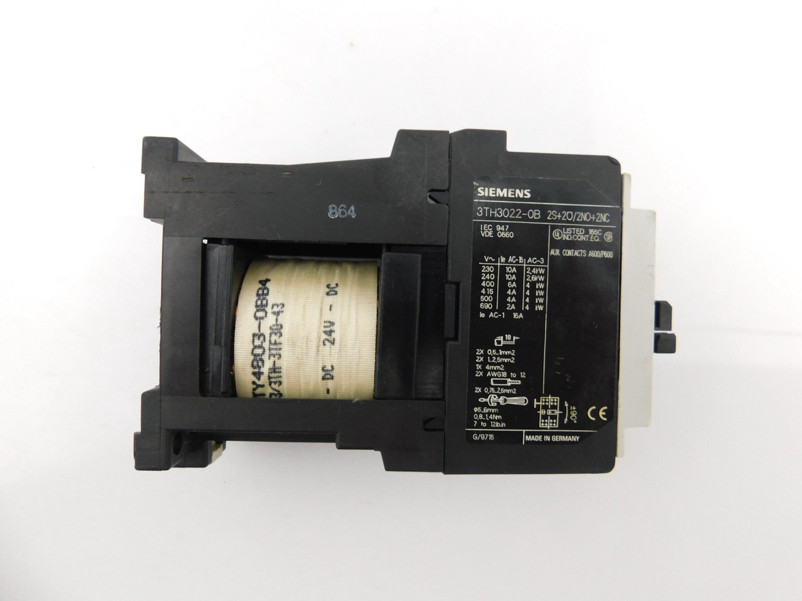 SIEMENS 3TH3022-0B 2S+2O/2NO+2NC 22E 24V