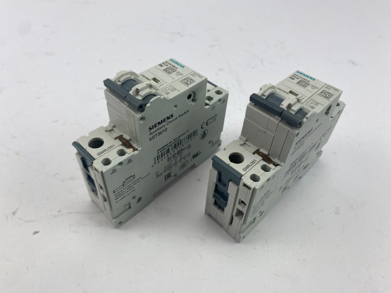 SIEMENS 5SY4106-6 MCB B6 230/400V+5ST301.AS**2 Stück**