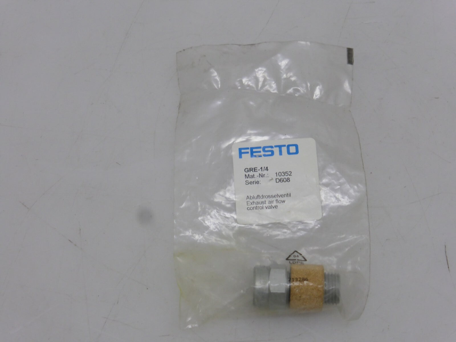 FESTO Abluftdrosselventil, GRE-1/4, Mat.-Nr.: 10352, Serie: D608