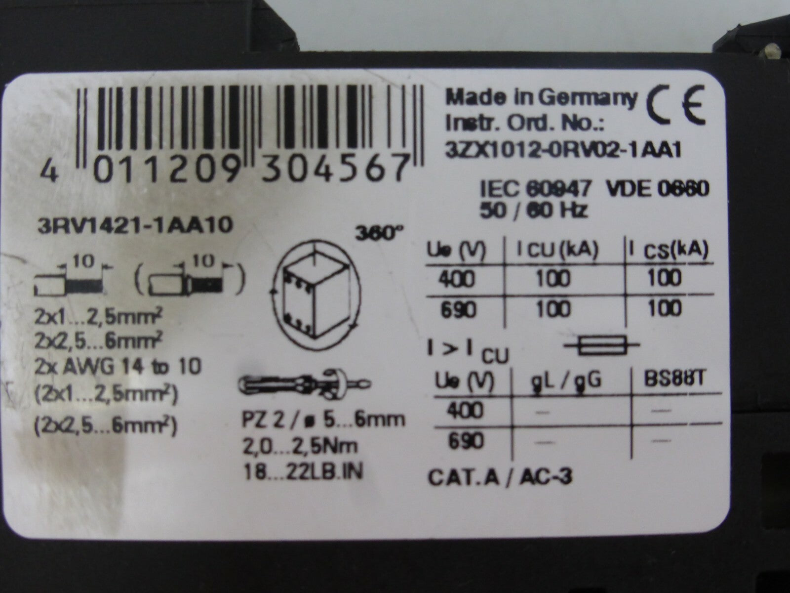 Siemens SIRIUS 3RV1421-1AA10