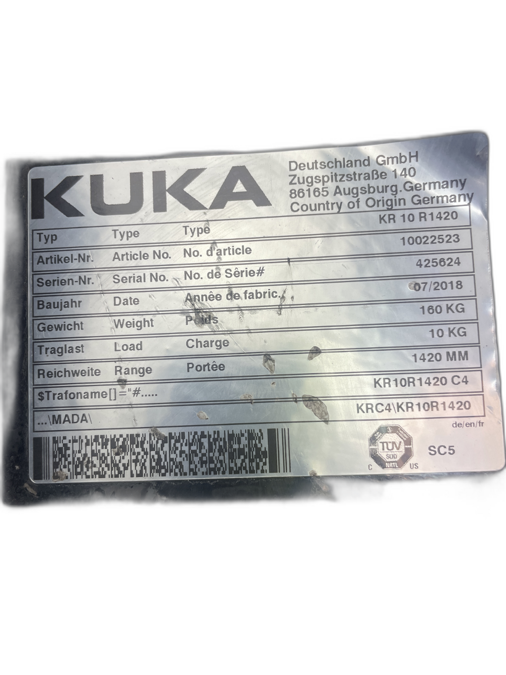 Kuka KRC4 Anschlusskasten / Verteilerkasten mit Kabelbaum, KR10R1420