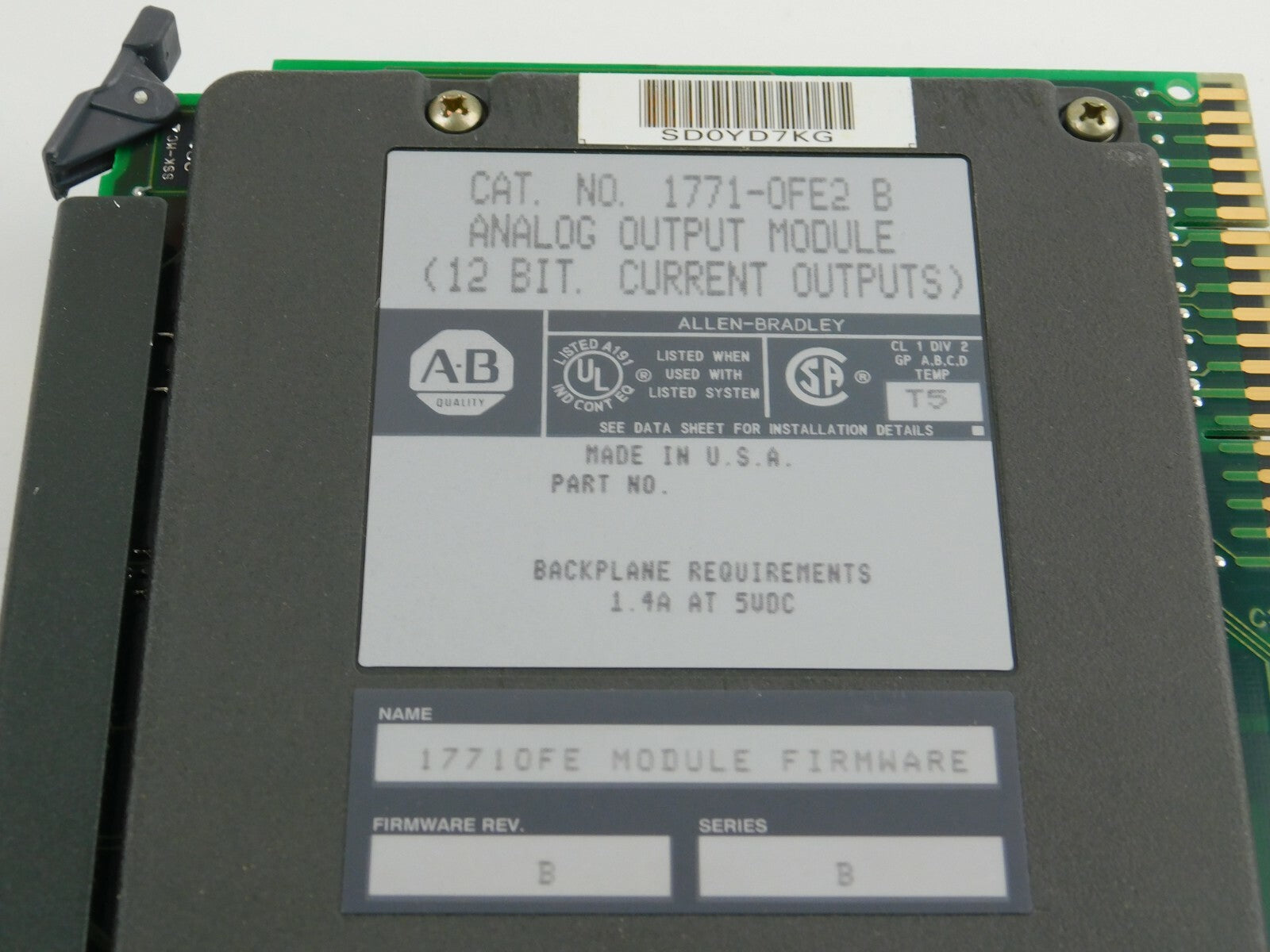 Allen Bradley  CAT.NO.1771-OFE2 B  Analog Output Module (12 BIT. 